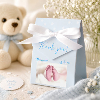 Photo Baby shower Party Blue Favor Boxes