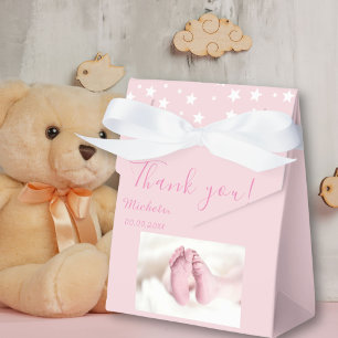 Photo Baby shower Party Pink Favor Boxes