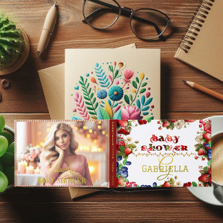 Photo Baby Shower Very Berry Sweet Strawberry Cute Foil Guest Book