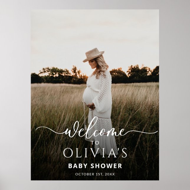 Photo Baby Shower Welcome Sign Template, Modern  (Front)