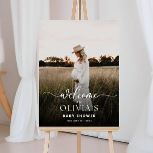 Photo Baby Shower Welcome Sign Template, Modern 