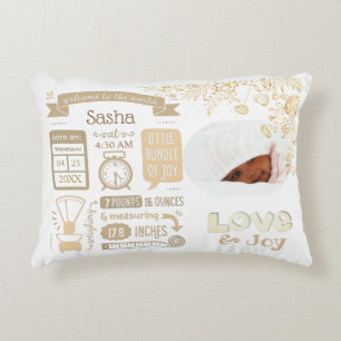 Photo Baby Stats Accent Pillow