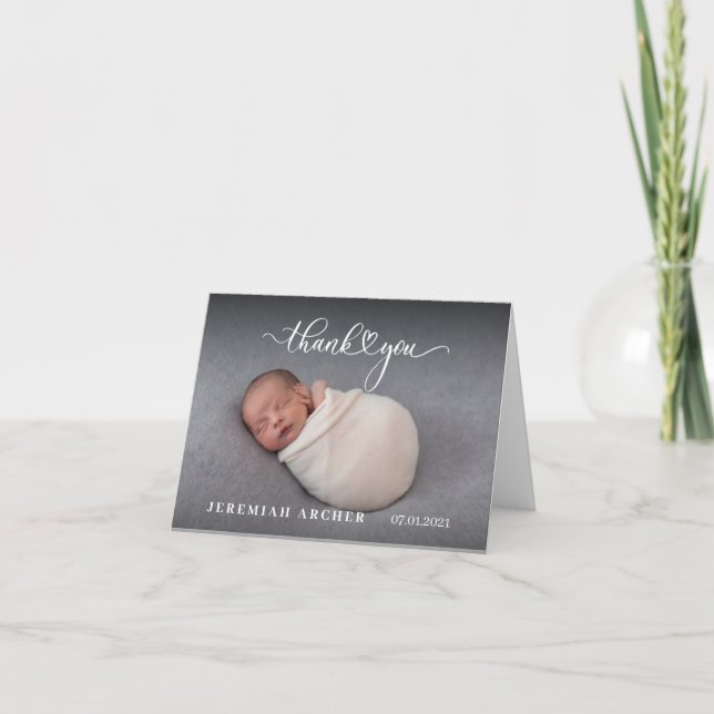 Photo baby thank you, elegant birth announcement (Front)