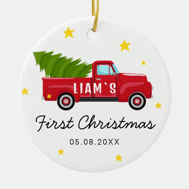 Photo Baby's First Christmas Ornament – Red Truck (Front)