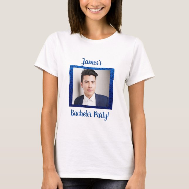 Photo bachelor custom party celebration blue T-Shirt (Front)