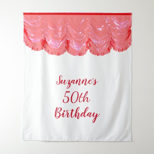 Photo Backdrop 50th Birthday Party Black Red
