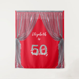 Photo Backdrop 50th Birthday Party Silver Curtain