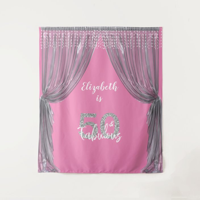 Photo Backdrop 50th Birthday Party Silver Curtain Zazzle Com