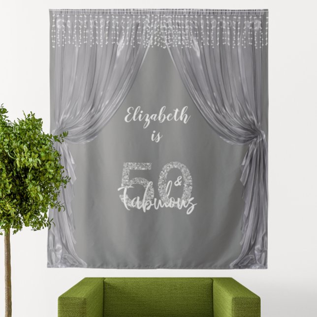 Photo Backdrop 50th Birthday Party Silver Curtain (Creator Uploaded)