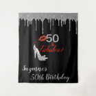 Photo Backdrop 50th Birthday Party Silver Glitter
