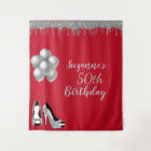 Photo Backdrop 50th Birthday Party Silver Glitter