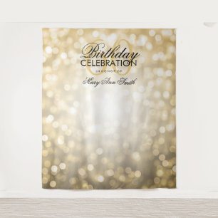 Photo Backdrop 60th Birthday Gold Glitter Lights