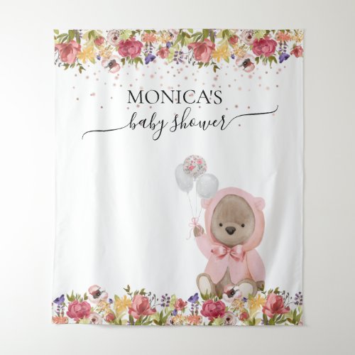 Photo Backdrop Baby Shower Pink Teddy Bear 