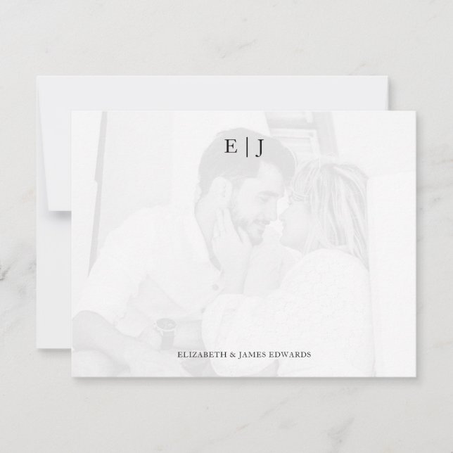 Photo Background Monogram Couple Initials Note Card (Front)