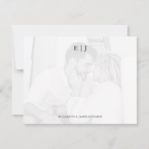 Photo Background Monogram Couple Initials Note Card