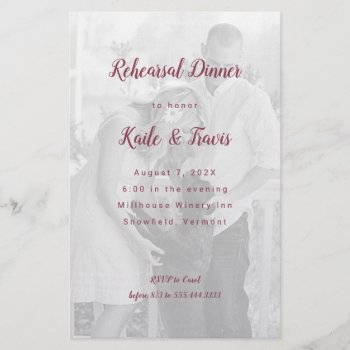 Photo Background Wine Text Rehearsal Dinner Invite Flyer by BlueHyd at Zazzle