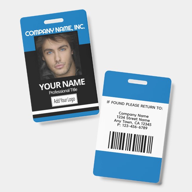 Photo Badge - Black and Blue (Front & Back)