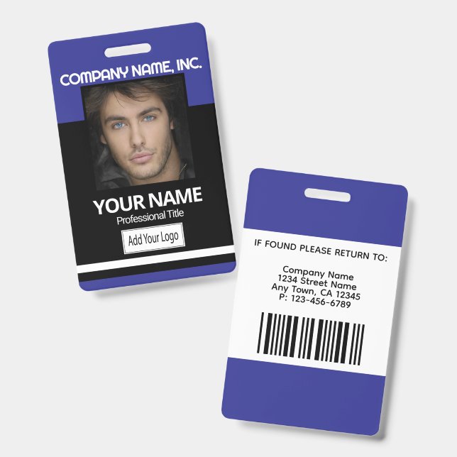 Photo Badge - Black and Dark Blue (Front & Back)