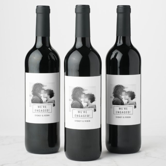 Photo Badge | Engagement Announcement | Wine Label (Bottles)