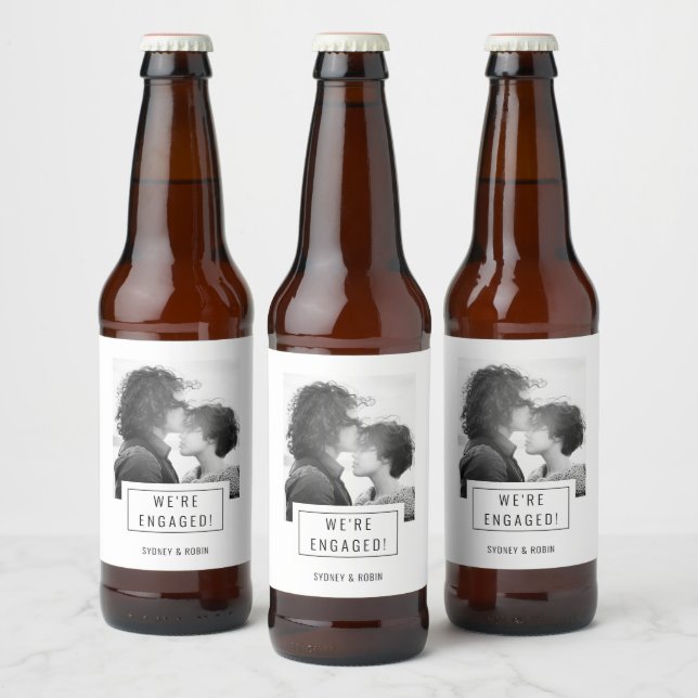 Photo Badge | Engagement | Beer Label | White (Bottles)