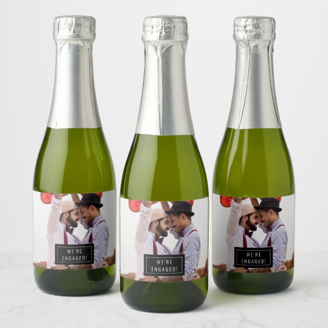 Photo Badge | Engagement | Mini Sparkling Wine Lab Label