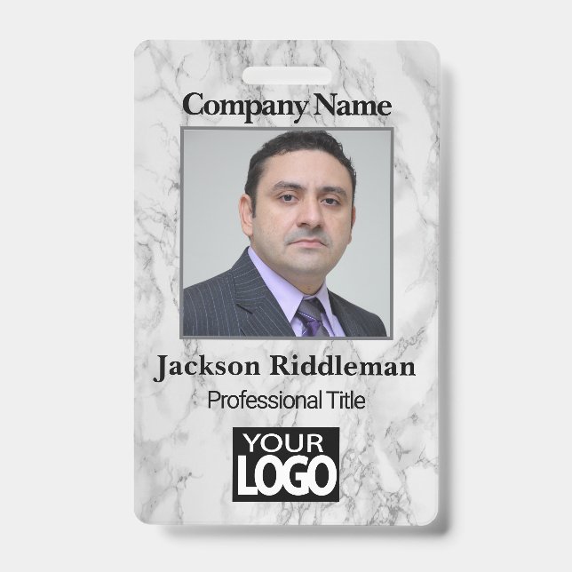 Photo Badge - Gray Marble (Front)