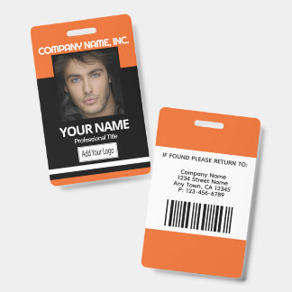 Photo Badge - Orange and Black