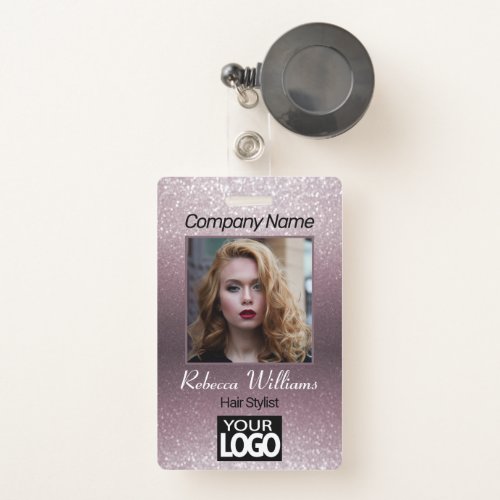 Photo Badge _ Rose Gold with Faux Glitter