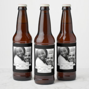 Photo Badge Save The Date Beer Label Black