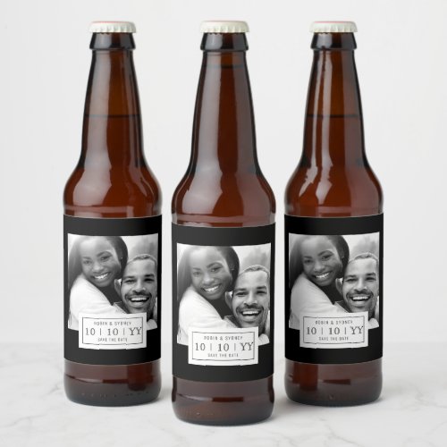 Photo Badge  Save The Date  Beer Label  Black