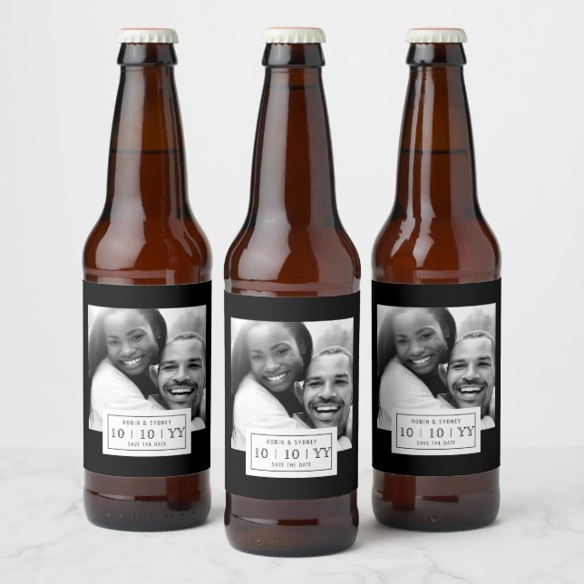 Photo Badge | Save The Date | Beer Label | Black (Bottles)