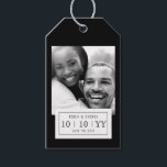 Photo Badge | Save The Date | Gift Tag | Black<br><div class="desc">Create a truly unforgettable announcement with this customizable Save The Date, perfect for those planning their own weddings. Easily personalize the design by uploading a favorite engagement photo directly from your phone, making it simple to showcase your unique story. Stand out with a vibrant, creative look that’s made for sharing...</div>