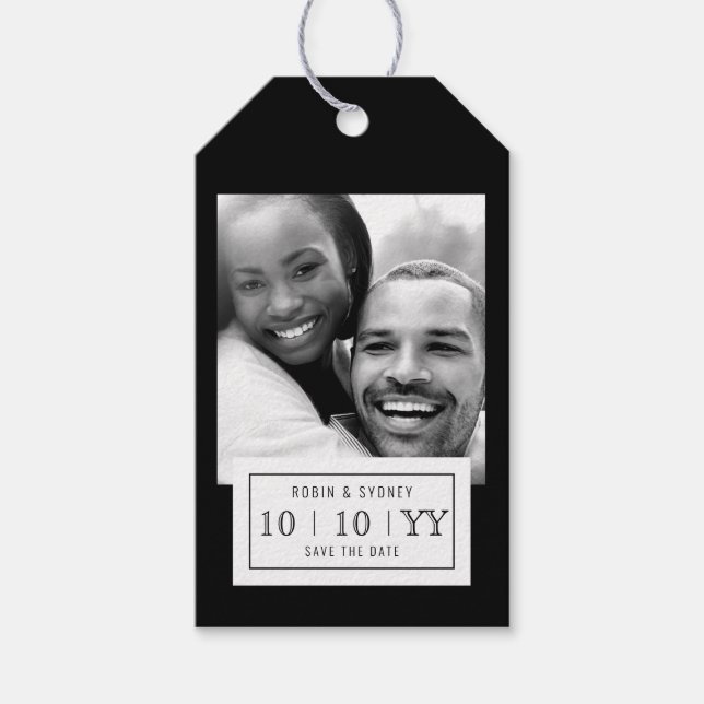 Photo Badge | Save The Date | Gift Tag | Black (Front)