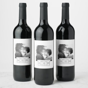 Photo Badge Save The Date Wine Label White