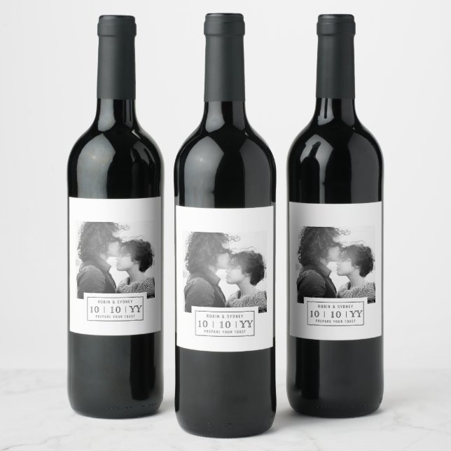 Photo Badge | Save The Date | Wine Label  | White (Bottles)