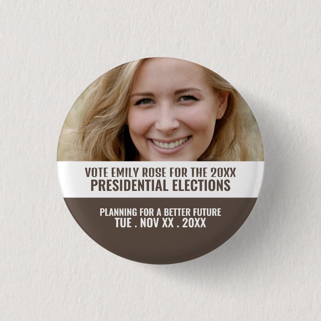 Photo Banner Political Campaigner Advertising Button (Front)