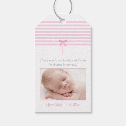 Photo Baptism Favor Gift Tag  Pink