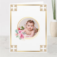 Photo baptism gold cross floral bouquet chic