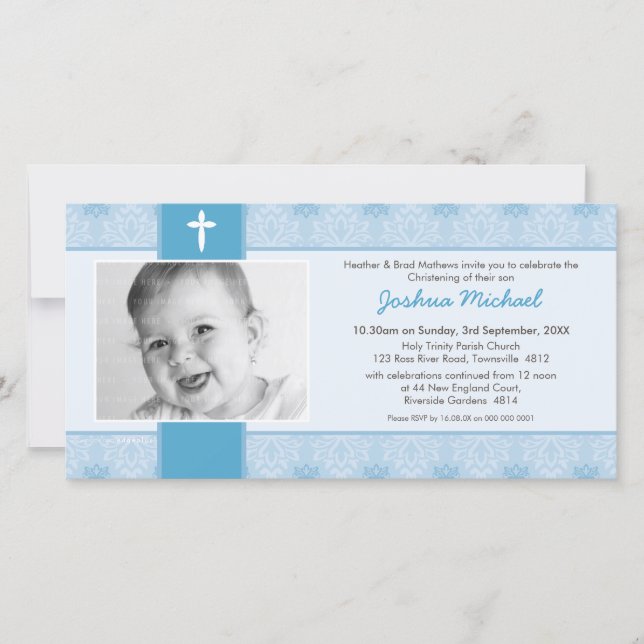 PHOTO BAPTISM INVITATIONS :: pretty 1L (Front)