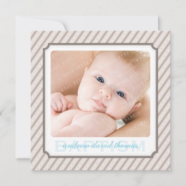 PHOTO BAPTISM INVITES :: candystripes 8SQ (Front)