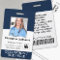 Photo, Barcode, Name and Logo Navy Blue ID Badge