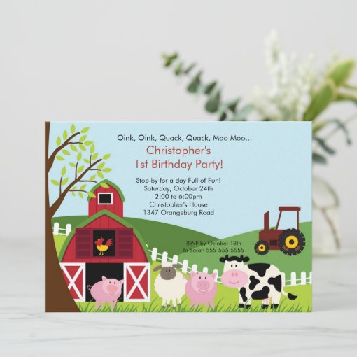 Photo Barnyard Animal Fun Birthday Party Invitation | Zazzle