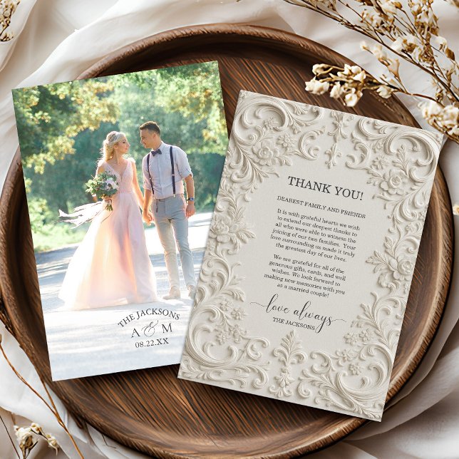 Photo Baroque Embossed Wedding Thank You Card (Photo Baroque Embossed Wedding Thank You Card)