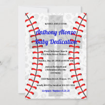 Photo Baseball Baby Dedication Invitation w/ Cross