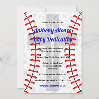 Photo Baseball Baby Dedication Invitation w/ Cross