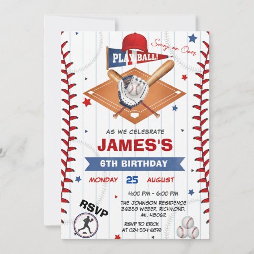 Photo Baseball Birthday Invitation