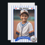 Photo Baseball Birthday Party Invitation<br><div class="desc">Personalize these cute baseball birthday invitations with your player's favorite photo. The baseball card design has a pinstripe background and features red all-stars and a baseball with the birthday MVP age. All the text can be changed to suite your needs.</div>