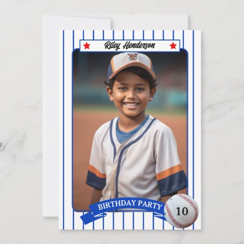 Photo Baseball Birthday Party Invitation