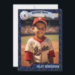 Photo Baseball Cards Birthday Party Invitation<br><div class="desc">Personalize these cute baseball birthday invitations with your player's favorite photo. The baseball card design has a pinstripe background and features red all-stars and a baseball with the birthday MVP age. All the text can be changed to suite your needs.</div>