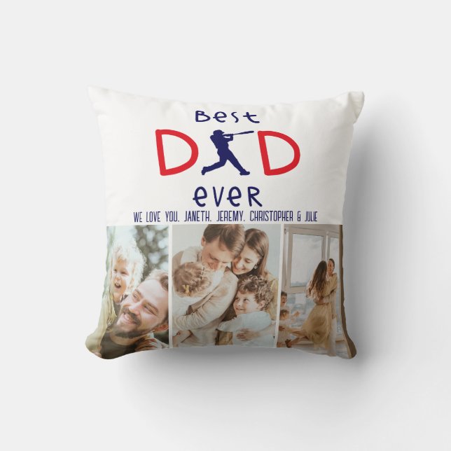 Photo Baseball Keepsake We Love You Fathers Day Throw Pillow (Front)